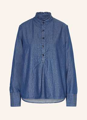 Lilienfels Bluse In Jeansoptik Mit Rüschen blau