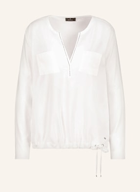 Monari Blusenshirt Im Materialmix Mit Schmucksteinen weiss
