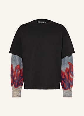 Palm Angels Tričko S Dlouhým Rukávem Flames Hybrid černá