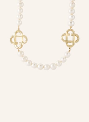 Casablanca Řetízek Medium Pearl Logo bílá / zlatá