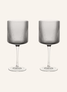 Ferm Living Sada 2 Skleniček Na Víno Ripple tmavě šedá