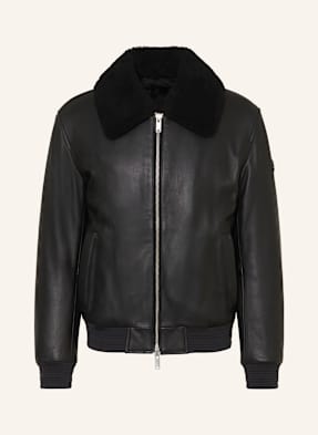 Moose Knuckles Kožený Blouson Toba černá