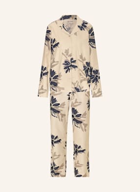 Schiesser Pyžamo Comfort Interlock Z Flanelu krémová / tmavě fialová / černá