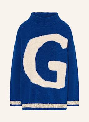 Grace Oversized Svetr S Alpakou A Třpytivou Přízí modrá / režná / zlatá