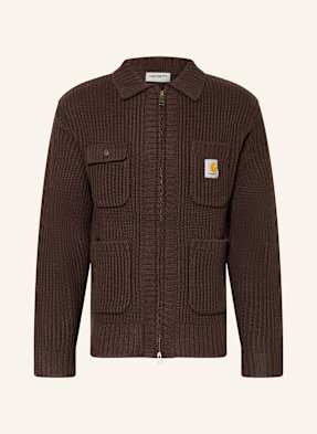 Carhartt Wip Pletený Kardigan Chore tmavě hnědá