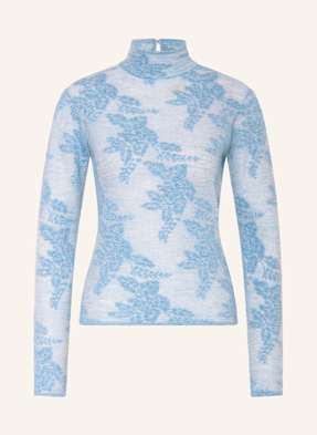 Ganni Jacquard-Pullover Mit Alpaka blau