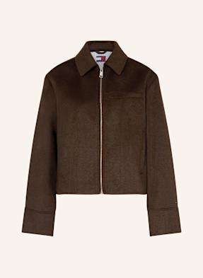 Tommy Jeans Bunda Hranatého Střihu tmavě hnědá