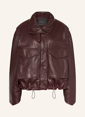 Allsaints Kožená Bunda Clay tmavě červená