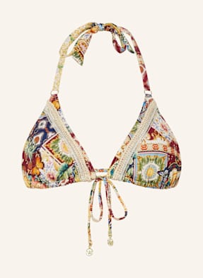 Watercult Trojúhelníkové Bikiny Treasured Trove tmavě žlutá / zelená / tmavě červená