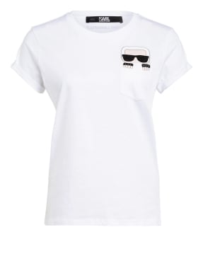 KARL LAGERFELD T-Shirt IKONIK mit Schmucksteinbesatz 
