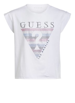 GUESS Cropped-Shirt mit Schmucksteinbesatz