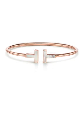 TIFFANY & Co. Armreif TIFFANY T WIRE aus 18 Karat Roségold mit Perlmutt