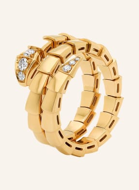 BVLGARI Ring SERPENTI aus 18 Karat Gelbgold mit Diamant-Pavé