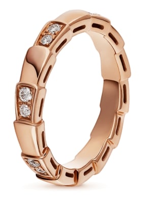 BVLGARI Ring SERPENTI aus 18 Karat Roségold, Diamanten und Perlmutt