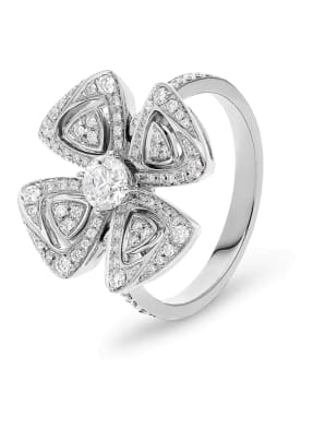 BVLGARI Ring FIOREVER aus 18 Karat Weißgold und Diamanten