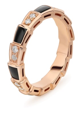 BVLGARI Ring SERPENTI aus 18 Karat Roségold, Diamanten und Onyx
