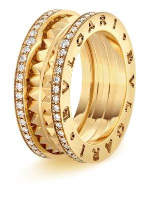 BVLGARI Ring B.ZERO1 ROCK aus 18 Karat Gelbgold mit Diamanten-Pavé