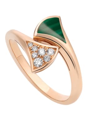 BVLGARI Ring DIVAS’DREAM aus 18 Karat Roségold, Diamanten und Malachit