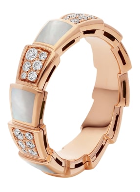 BVLGARI Ring SERPENTI aus 18 Karat Roségold, Diamanten und Perlmutt