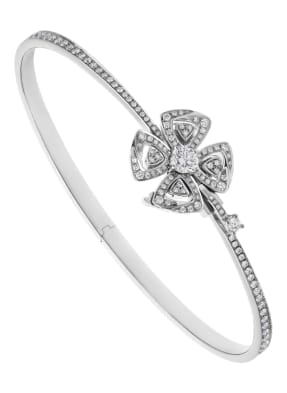 BVLGARI Armreif FIOREVER aus 18 Karat Weißgold mit 0,30 Karat Diamant-Pavé
