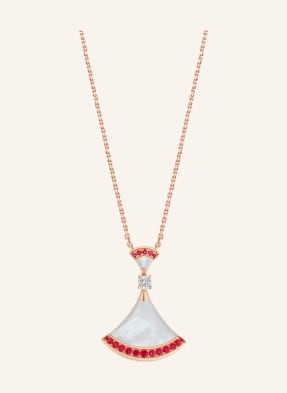 BVLGARI Halskette DIVAS’DREAM aus 18 Karat Roségold mit Perlmutt-Elementen, einem Diamanten und Rubin-Pavé