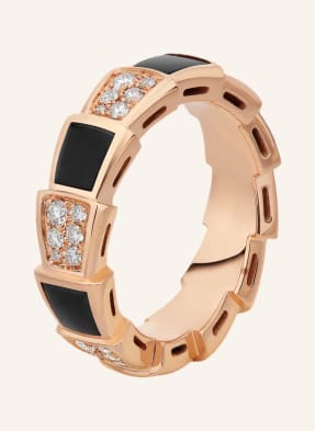 BVLGARI Ring SERPENTI aus 18 Karat Roségold, Diamanten und Onyx
