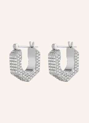 LUV AJ Ohrringe THE PAVE HEX BOLT HUGGIES by GLAMBOU