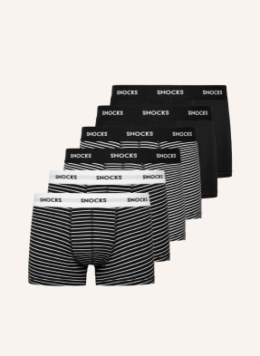 SNOCKS 6er-Pack Boxershorts mit farbigem Bund