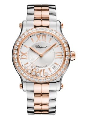 Chopard Uhr HAPPY SPORT Uhr mit 36 mm Gehäuse, Automatik, 18 Karat Roségold, Edelstahl und Diamanten