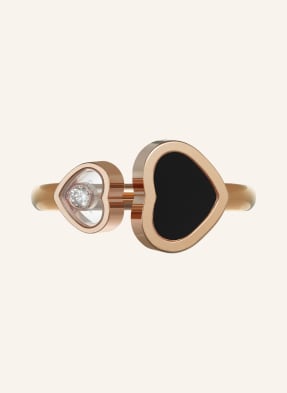 Chopard Ring HAPPY HEARTS Ring aus 18 Karat Roségold, Diamanten und Onyx