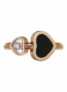 Chopard Ring HAPPY HEARTS Ring aus 18 Karat Roségold, Diamanten und Onyx