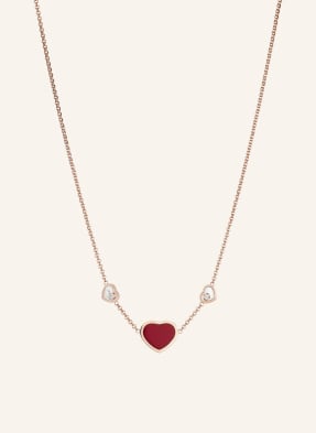 Chopard Halskette HAPPY HEARTS Halskette aus 18 Karat Roségold, Diamanten und roter Stein