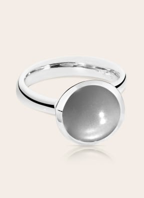 TAMARA COMOLLI Ring BOUTON LARGE aus 18K Weißgold mit grauer Mondstein