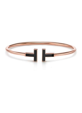 TIFFANY & Co. Armreif TIFFANY T WIRE aus 18 Karat Roségold mit schwarzem Onyx
