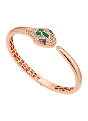 BVLGARI Armband SERPENTI aus 18 Karat Roségold, Diamanten, Saphir und Malachit