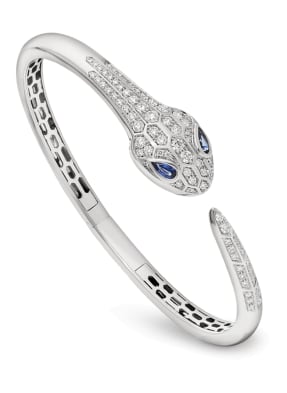 BVLGARI Armband SERPENTI aus 18 Karat Weißgold, Diamanten und Saphir