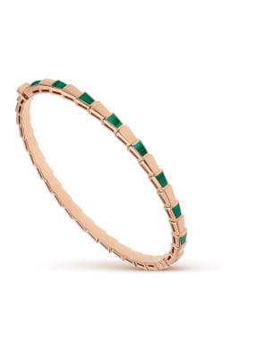 BVLGARI Armband SERPENTI aus 18 Karat Roségold und Malachit