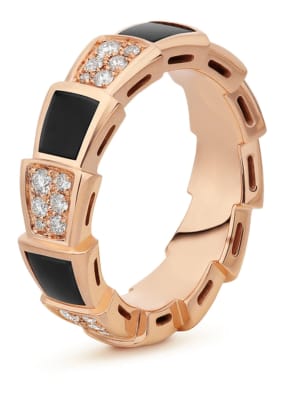 BVLGARI Ring SERPENTI aus 18 Karat Roségold, Diamanten und Onyx