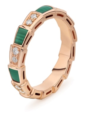 BVLGARI Ring SERPENTI aus 18 Karat Roségold, Diamanten und Malachit