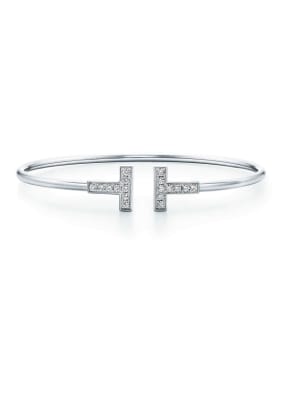 TIFFANY & Co. Armreif TIFFANY T WIRE aus 18 Karat Weißgold mit Diamanten