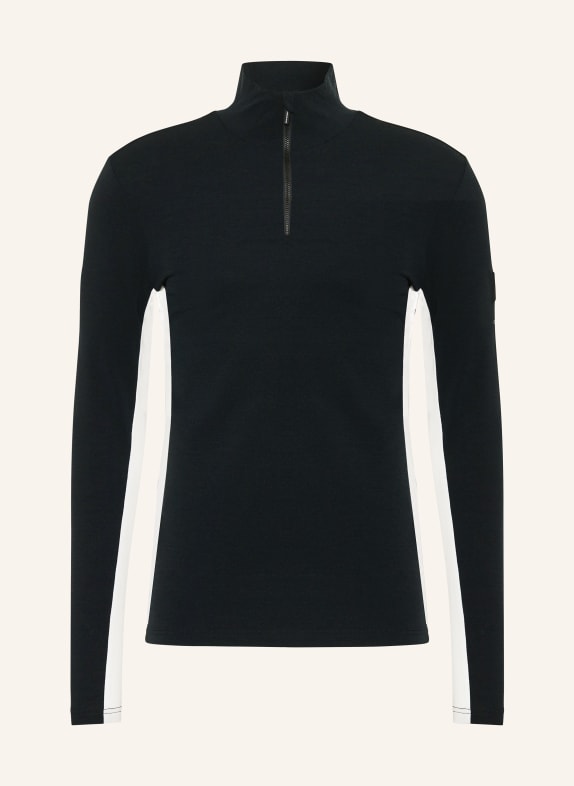 WE NORWEGIANS Piqué-Midlayer VOSS aus Merinowolle SCHWARZ / ECRU