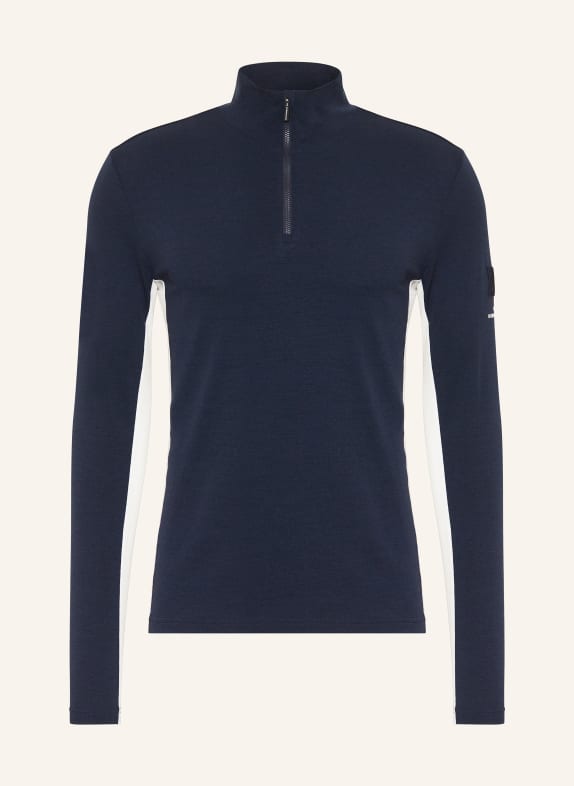 WE NORWEGIANS Piqué-Midlayer VOSS aus Merinowolle DUNKELBLAU / WEISS