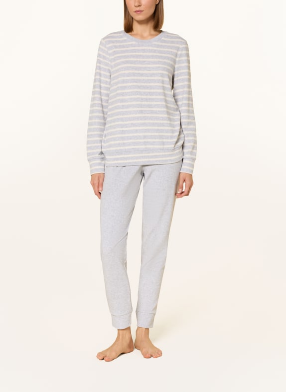 SCHIESSER Schlafanzug CASUAL ESSENTIALS aus Frottee HELLGRAU / WEISS