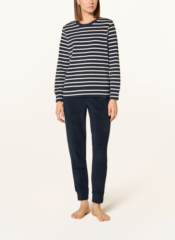 SCHIESSER Pyjama CASUAL ESSENTIALS van badstof DONKERBLAUW / CRÈME
