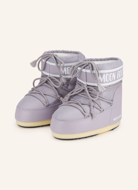 MOON BOOT Sonica Sneakers In Black Suede And Leather LOW LIGHT PURPLE / WHITE