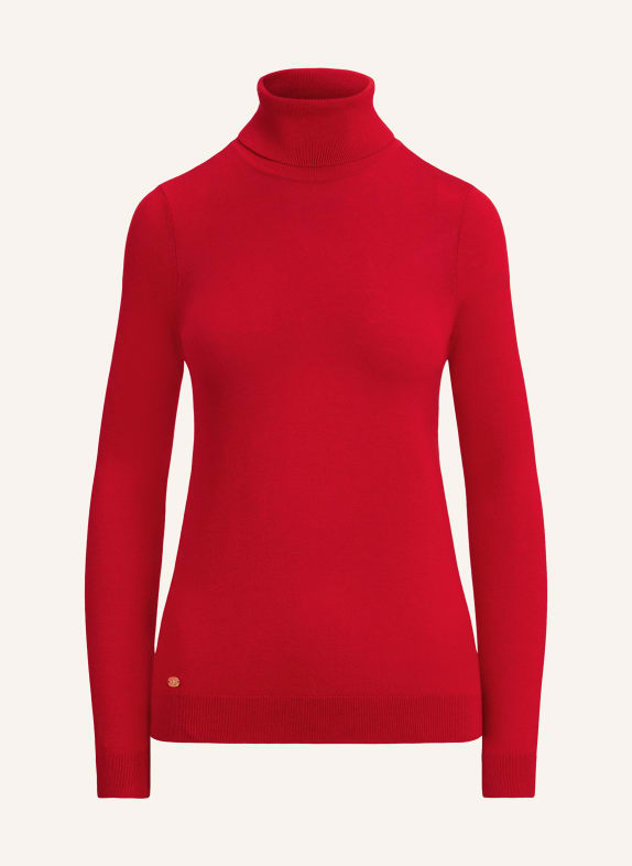 LAUREN RALPH LAUREN Svetr s rolákem s hedvábím ČERVENÁ