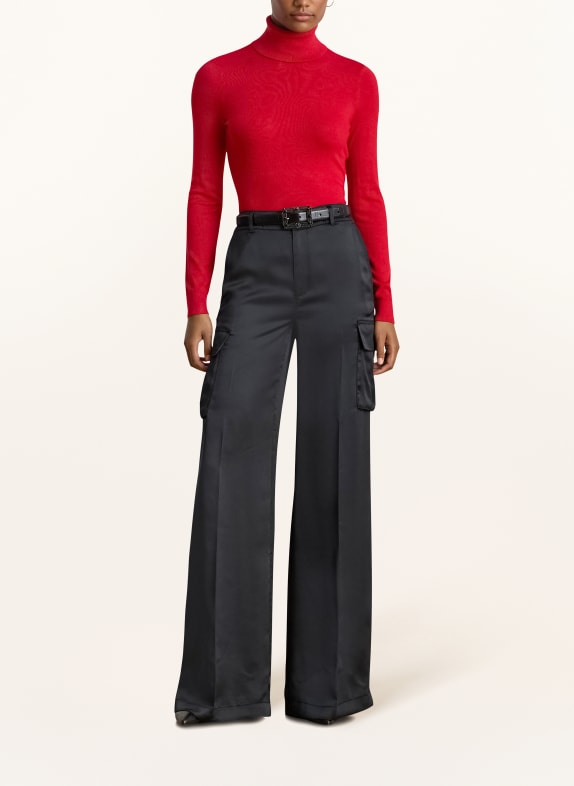 LAUREN RALPH LAUREN Rollkragenpullover mit Seide ROT