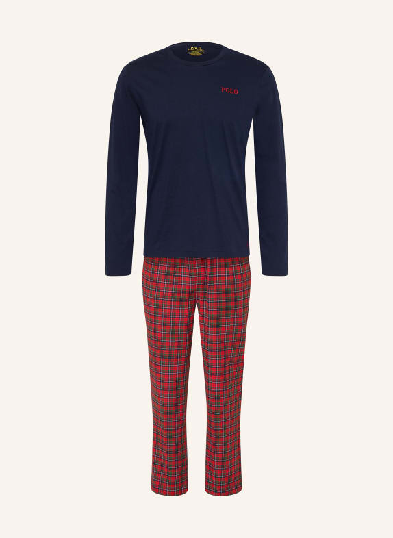 POLO RALPH LAUREN Schlafanzug aus Flanell DUNKELBLAU / ROT / GRÜN