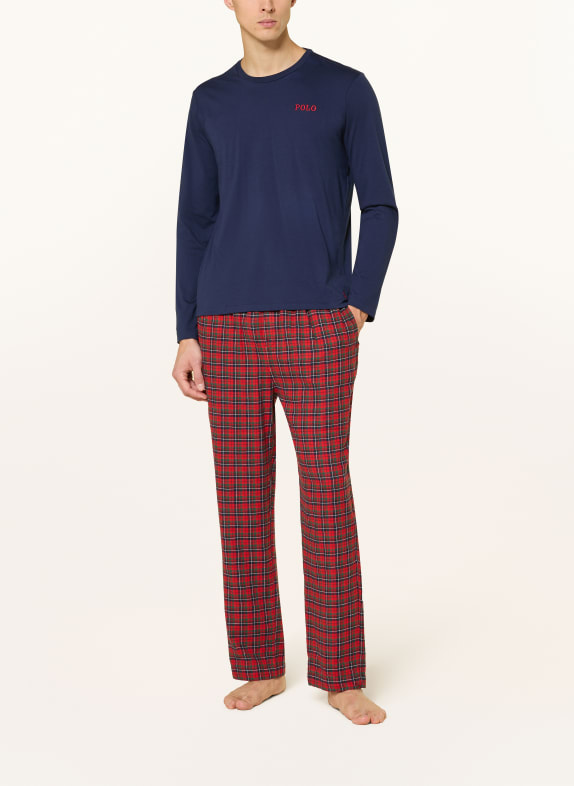 POLO RALPH LAUREN Schlafanzug aus Flanell DUNKELBLAU / ROT / GRÜN