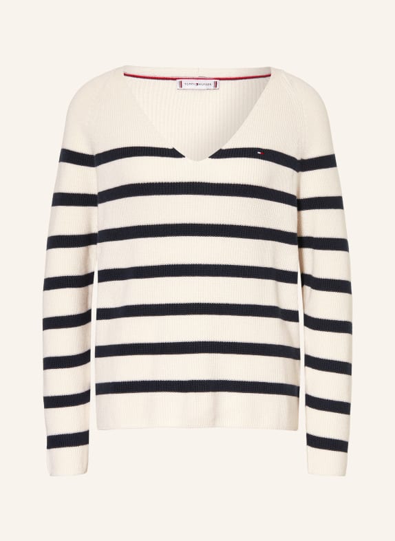 TOMMY HILFIGER Pullover WEISS / DUNKELBLAU